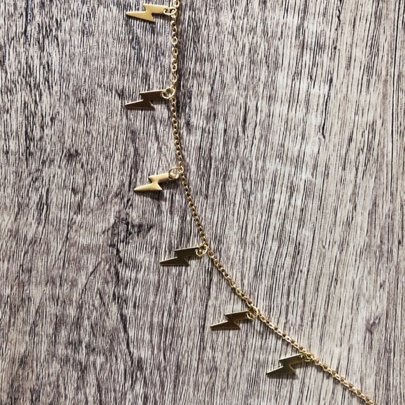 🎉 New Lightning Bolt Gold Plated Choker Necklace - Picture 7 of 10